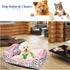 Gigreinc Cute Pink Puppy Sleeping Mat Bed with Leopard Pattern, Round Square Shape Cat Dog Sofa Bed, Pet House Nest