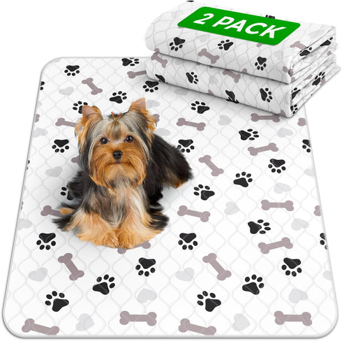 GREEN LIFESTYLE Washable Underpads - Large Reusable Puppy Pee Pads, Waterproof Pet Training Pad, Pack of 2 (30x34)