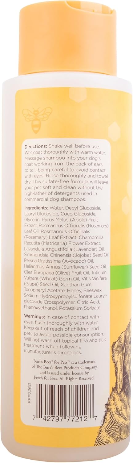 95% 16 oz BURT'S BEES FOR PETS Deodorizing Dog Shampoo with Apple and Rosemary, Natural Origin Formulas, Dog