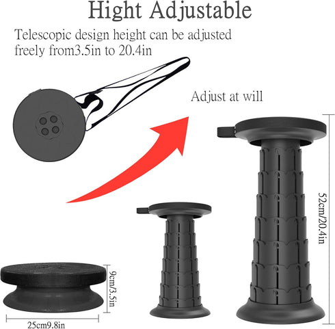 20.4" 550lbs ALEVMOOM Upgraded Portable Collapsible Folding Stool with Cushion Retractable Telescoping Stool for Adults