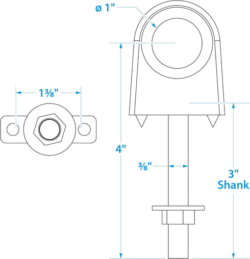 Seachoice Single Shank Bow Eye for Boat Trailer Winch Hook, 3 in. Shank, 1 in. Eye Diameter