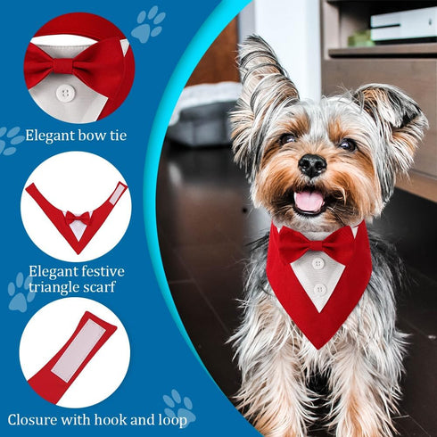 Dog Wedding Bandana, Adjustable Formal Tuxedo Collar with Bow for Small, Medium, and Large Dogs, Birthday Gifts (Large,