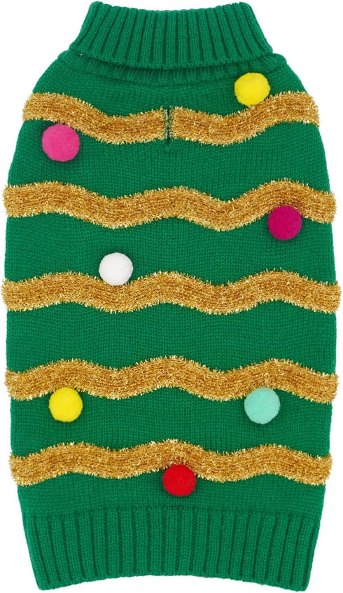 Cyeollo Christmas Sweater for Dogs, Turtleneck Glitter Holiday Clothes for Winter Pet Outfits