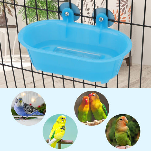 Hypeety Bird Bath with Mirror, Portable Bird Bathroom for Pet Parrots, Bathing Tub Accessories (Blue-Bird Bathtub)