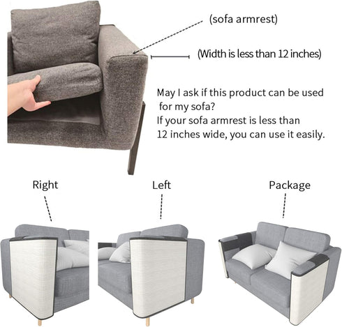 Cat Scratcher Couch, Natural Sisal Furniture Protection, Corner Cat Scratcher for Couch and Chair, Easy Installation