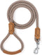 Mile High Life Premium Leather Dog Leash, Strong Rope with Zinc Alloy Clasp for Small, Medium & Large Dogs (Brown, 72