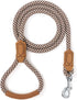 Mile High Life Premium Leather Dog Leash, Strong Rope with Zinc Alloy Clasp for Small, Medium & Large Dogs (Brown, 72