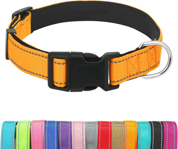 Adjustable Dog Collars for Puppies, Heavy Duty Waterproof with Quick Release Buckle, Reflective Nylon, XXS, Orange