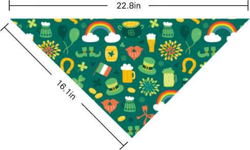 St. Patrick Dog Cat Bandana, Holiday 2 Pack Irish Rainbow Shamrock Scarfs for Small Medium Large Pets