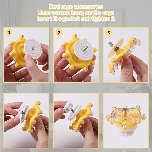 Lyreh 2pcs Bird Toys for Parakeets, Colorful Parrot Toys Spinner Wheel, Fun Interactive Spinning Rattle, Cockatiel
