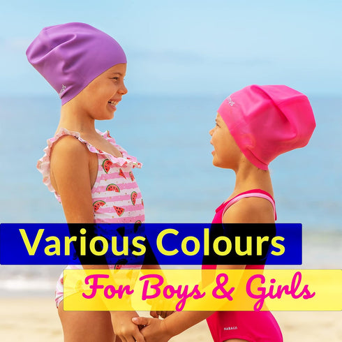Limmys Kids Swimming Cap - 100% Silicone Swim Caps for Boys and Girls - Premium Quality, Comfortable Hats