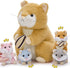 4 13" MorisMos Realistic Hamster Stuffed Animal with Surprise Squeaky Babies - Mama Plush Hamster Toy for Kids Girls