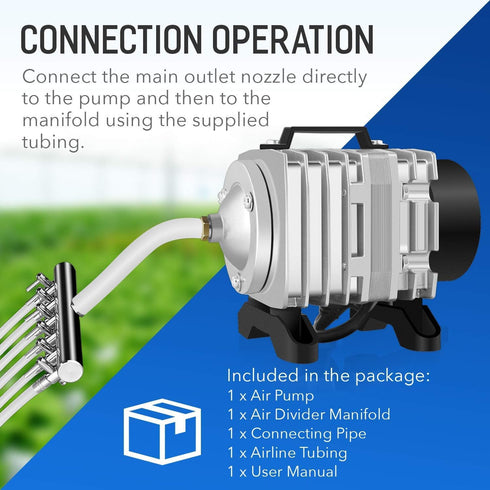 Simple Deluxe 602 GPH Air Pump, 18W with 6 Adjustable Outlets and 25 Feet Airline Tubing for Aquariums