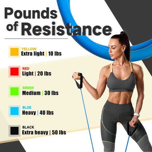 Resistance Bands with Handles for Home Workouts, Exercise Bands with Door Anchor, Simple Guide Included