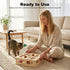 Pine Wooden Cat Puzzle Box, Interactive Maze & Scratch Enrichment Toy, Puzzle Toys for Indoor Cats with Sisal Wand