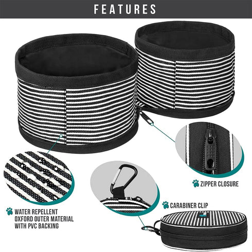 PetAmi Collapsible Dog Food Water Bowls - 2 Travel Bowls Kit, Portable No Spill, Foldable Lightweight BPA Free Leakproof