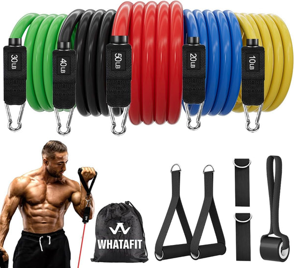 WHATAFIT Resistance Bands, Exercise Bands for Working Out, Work Out Bands with Handles for Fitness Training