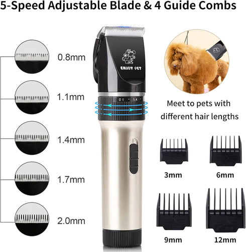 Trimmer, Dog Clippers for Grooming, Low Noise Dog Grooming Clippers, Cordless Dog Hair Rechargeable Dog Shavers