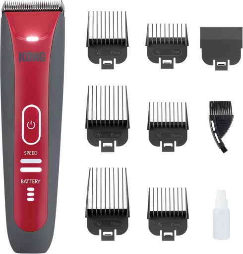 Kong 2-Speed Cordless-Corded Dog Clipper Kit Stainless Steel Blade, Waterproof, LED Spotlight,