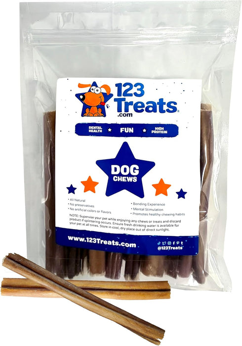 6 Inch Bully Sticks for Dogs (1 Pound Bag), 100% Natural Grass-Fed Free-Range Premium Beef Chews