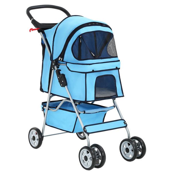 BestPet 4 Wheels Pet Stroller Cat Dog Cage Stroller Travel Folding Carrier