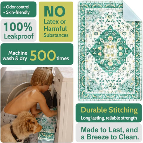 2 Pack 48"x32" Washable Pee Pads for Dogs Reusable Puppy Training Pads Super Absorbent Waterproof Dog Training Pads