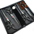 7.0in Titanium Black Professional Pet Grooming Scissors Set, 4pcs Straight & Thinning & Curved for Dog Grooming