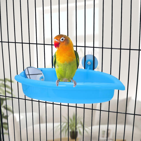 Wontee Bird Bath Box with Mirror, Portable Parrot Hanging Bathroom for Small Birds