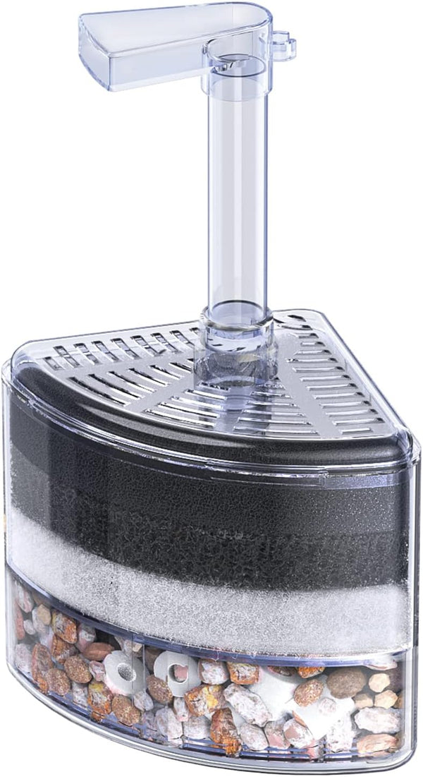 Pawfly Aquarium Corner Sponge Filter, Quiet Bio Foam Filter for Betta Fry, Shrimp, Small Fish Tanks