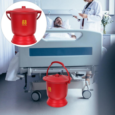 FRCOLOR Spittoon Bucket Portable Urinal Toilet Chamber Pot Enamel Potty Patient Urinal Pot Night Urine Pot Portable