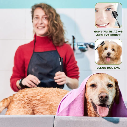 Dog Eye Comb, 2 Pcs Double-Head Tear Stain Remover for Small Dogs, Metal Eye Booger Remover for Cats