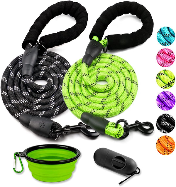 COOYOO 2 Pack Dog Leash, 2/5/6 FT Heavy Duty, Comfortable Padded Handle, Reflective for Medium Large Dogs with
