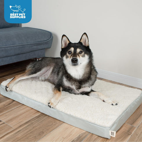 Best Pet Supplies Cute Dog Crate Mat - Waterproof Exterior, Thick Orthopedic Egg Foam Mattress - Beige, 24X16X3