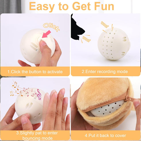 Mity Rain Interactive Dog Toys: Automatic Rolling Jumping Vibrating Wiggling Ball, Squeaky Ball with Chewable Plush