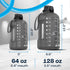 64 oz 2in1 AQUAFIT Half Gallon Water Bottle with Time Marker - Straw & Chug Lid - BPA Free Gym Water Bottle with Straw