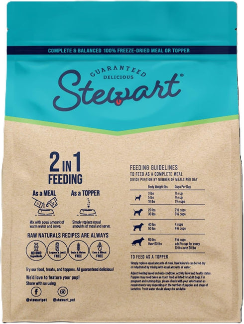 8 Stewart Raw Naturals Freeze Dried Raw Dog Food or Meal Topper, Lamb & Vegetables Recipe, Ounce Bag, Complete