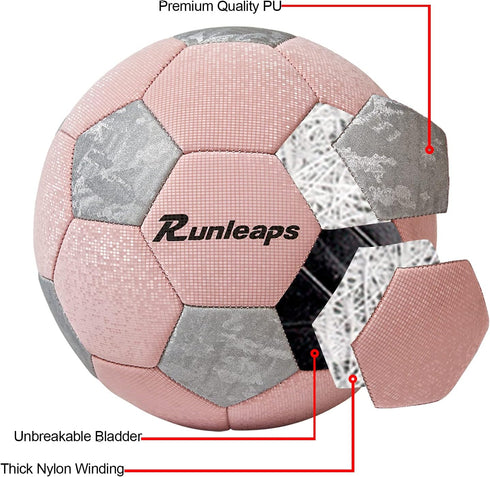 Runleaps Youth Soccer Balls, Size 5 Classic Thicker PU Balls for Young Teens, Children, Boys, Girls, Indoor Outdoor
