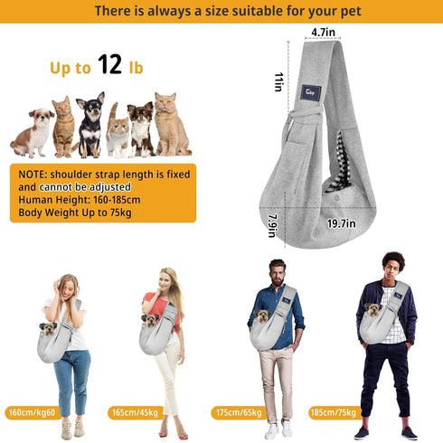 CUBY Dog and Cat Sling Carrier - Hands Free Reversible Pet Papoose Bag - Soft Pouch and Tote Design - Suitable