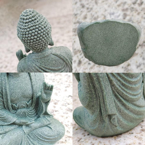 Meditating Buddha Statue, Natural Sandstone Buda Sculptures for Fish Tank Aquarium Decorations