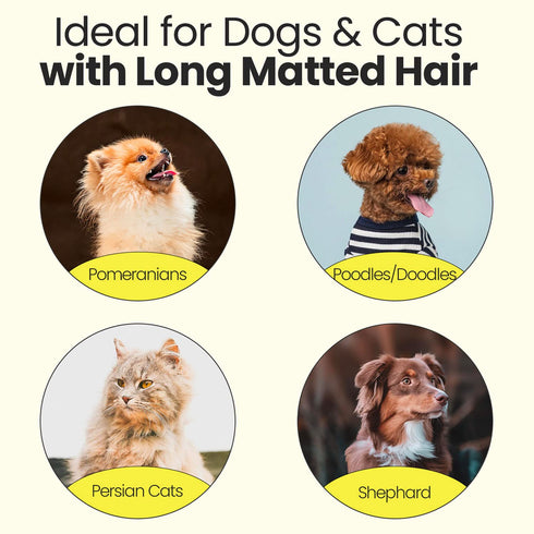 Metal Dog Comb for Matted Hair & Detangler Combs Set - Easy Safe Grooming Combs for Cats & Dogs to Remove Tangles