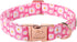 Adjustable Cotton Dog Collar for Large Dogs, Cute Boy Girl Collars with Metal Buckle, Pink Daisy (L)