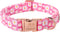 Summer Pink Daisy Flower Dog Collar with Safety Metal Buckle, Adjustable for Small Medium Large Dogs, Gift for Boys &