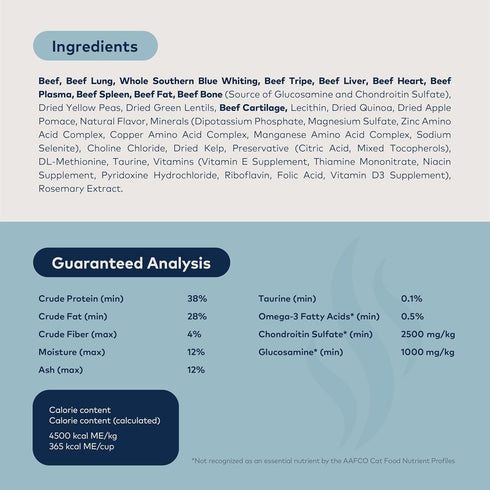 (28.8oz) ZIWI Peak Steam & Dried Cat Food Beef w/Southern Blue Whiting Fish - High Protein, Skin & Coat Health, Low