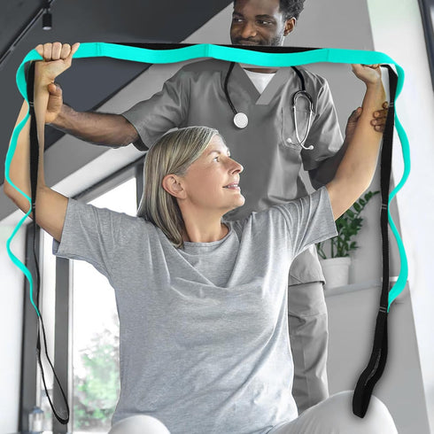 Premium Durable Stretch Straps with Loops, Multi-Loop Yoga Strap for Physical Therapy, Pilates, Dance