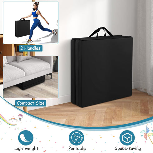 6'x 2' 2" Giantex Gymnastics Mat, Thick Folding Tumbling Mat with Hook and Loop Fastener, Foldable Gym Mat