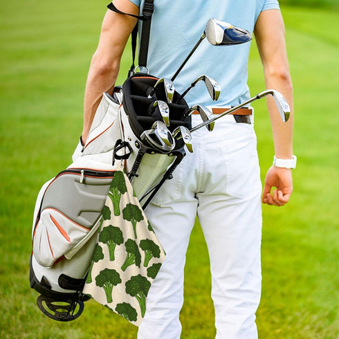 Zhbvncp 16x24 Inch Green Broccoli Microfiber Golf Towel with Carabiner Clip, Absorbent Waffle Weave Towel for Golf Bags