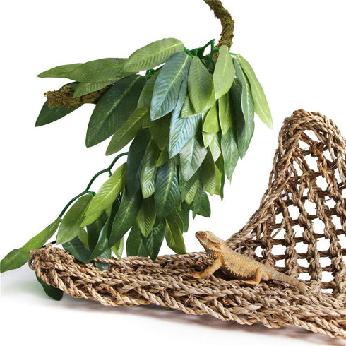 Reptile Plants 12 inches Hanging Silk Terrarium Plant with Suction Cup for Bearded Dragons, Lizards, and Geckos