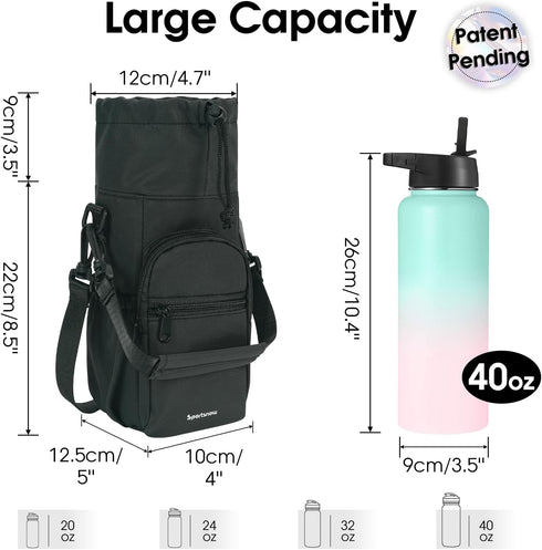 sportsnew 32oz 40oz Water Bottle Holder with Strap Insulated Water Bottle Carrier Sling Bag with Phone Pocket Crossbody