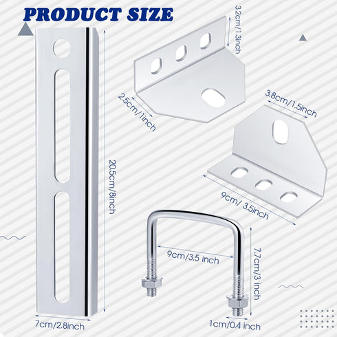 Pelopy 8" Top Bunk Bracket Kit for Boat Trailer, Swivel Bracket & Bolster Boards Sets with Hardware