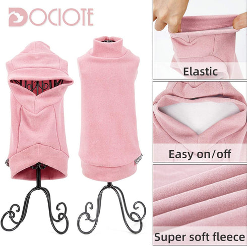 Dociote Dog Clothes for Small Dogs, Fleece Puppy Sweaters, Winter Sweatshirt for Small Dogs (Medium, Pink)
